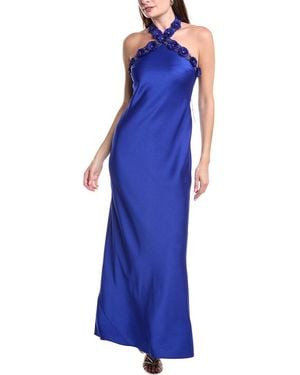 Aidan Mattox Halter Maxi Dress - Blue
