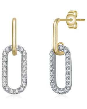 Rachel Glauber 14K Plated Cz Drop Earrings - Metallic