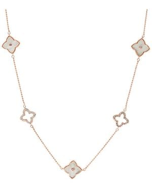 Effy Fine Jewelry 14K Rose 0.19 Ct. Tw. Diamond & Mother Of Pearl Necklace - Natural