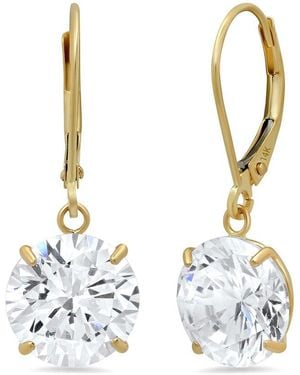 MaxColor 14K Cz Drop Earrings - Metallic