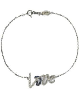 Suzy Levian Silver Diamond & Sapphire Love Bracelet - Metallic