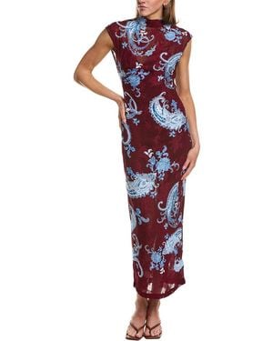 Hemant & Nandita Burnout Jacquard Maxi Dress - Red
