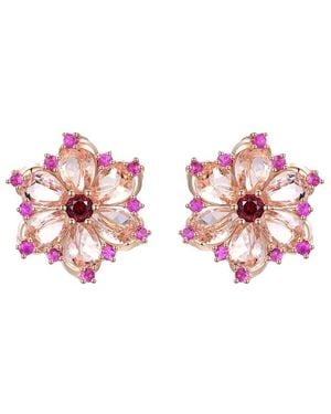 Nina Zhou Jewelry 14k Rose Gold 5.45 Ct. Tw. Gemstone Stud Earrings - Pink