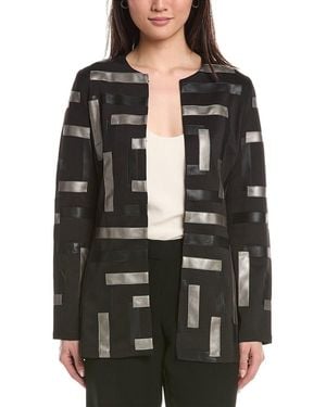Joseph Ribkoff Patchwork Faux Leather Jacket - Black