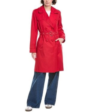 Via Spiga Pleated Trench Coat - Red