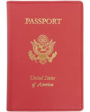 ROYCE New York New York Leather Rfid Blocking Passport Holder With Us Seal - Red