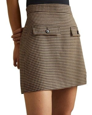 Reiss Lena Check Wool-Blend Mini Skirt - Natural