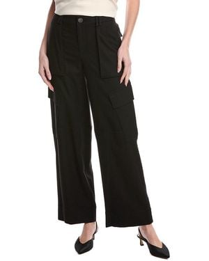 Vince Flannel Wide Leg Raver Wool-Blend Pant - Black