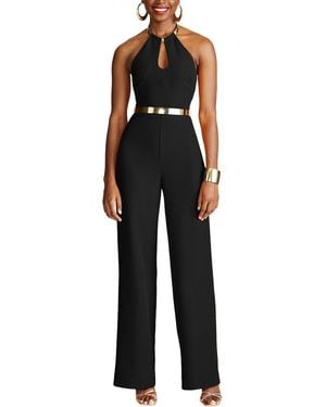 Halston Oki Stretch Crepe Jumpsuit - Black