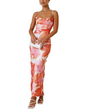 TAZGA Sleeveless Print Maxi Dress - Red