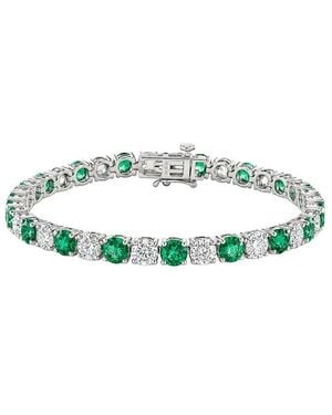 Lab Grown Diamonds 14K 10.50 Ct. Tw. Lab-Grown Diamond & Lab-Grown Emerald Fashion Bracelet - Green