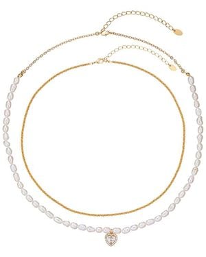 Eye Candy LA Hazel Double Strand Heart Necklace - Natural