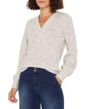 NIC+ZOE Downtown Sparkle Nep Knit Top - White