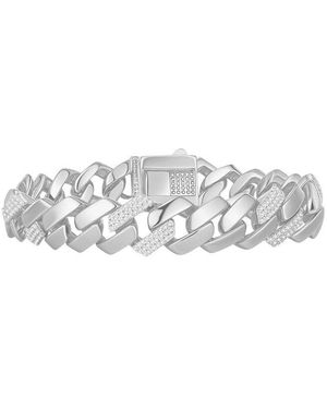 Rachel Glauber Plated Cz Cuban Bracelet - White