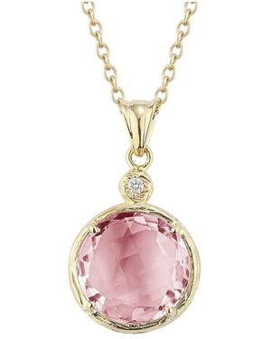 Reiss 14k 3.14 Ct. Tw. Diamond & Rose Quartz Necklace - Pink