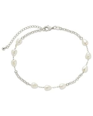 Sterling Forever Allie Stationed Anklet - White