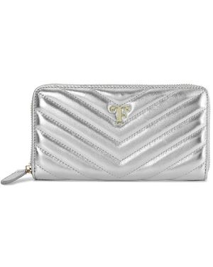 Tiffany & Fred Paris V-Shape Quilted Leather Wallet - Gray