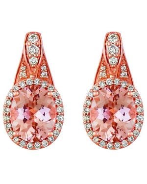 Le Vian Peach Morganite 14K Rose 2.06 Ct. Tw. Diamond & Morganite Drop Earrings - Red