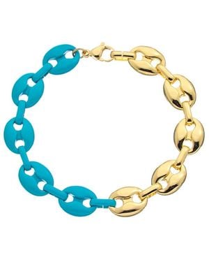 Juvell 18k Plated Enamel Puffed Mariner Bracelet - Blue