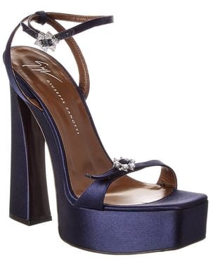 Giuseppe Zanotti Destino 100 Satin Platform Sandal - Blue
