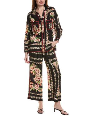 Beulah London 2Pc Shirt & Pant Set - Black
