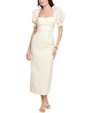 Saloni Linen & Silk-Blend Maxi Dress - Natural