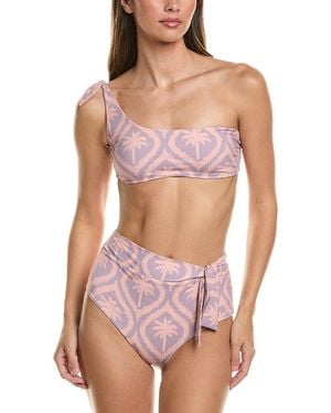 Manebí Manebi 2Pc Tie-Up One-Shoulder Bikini Set - Pink