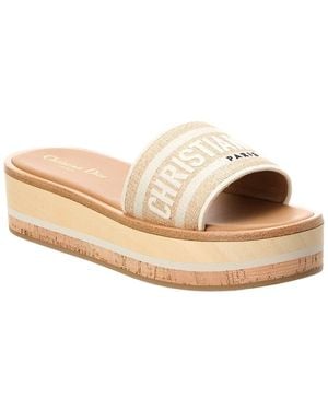 Dior Dway Canvas Platform Slide - Natural