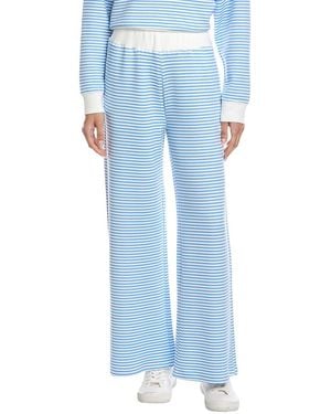 Vintage Havana Striped Cloud Fleece Wide Leg Pant - Blue