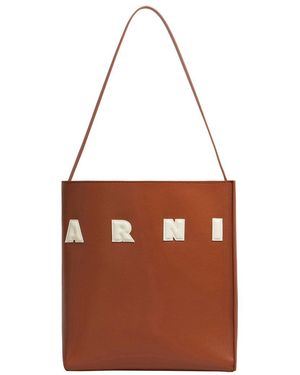 Marni Small Museo Leather Tote - Brown
