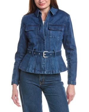 House of Harlow 1960 Rev Padded Shoulder Denim Jacket - Blue