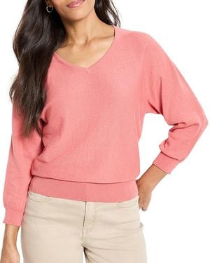 NIC+ZOE Petite Easy V-Neck Sweater - Pink