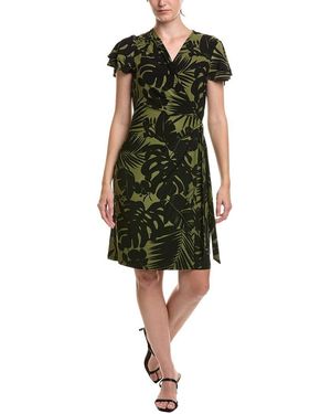 Anne Klein Flutter Sleeve Classic Wrap Dress - Green