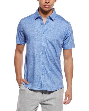 RAFFI Distressed Button Shirt - Blue