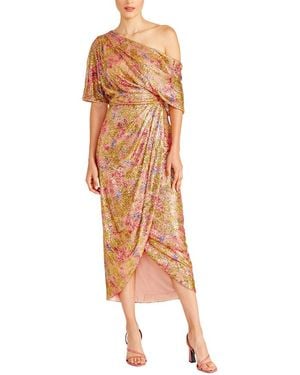 THEIA Jade Draped High Low Gown - Multicolor