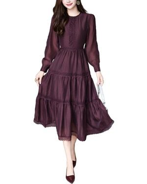 BURRYCO Solid Midi Dress - Purple