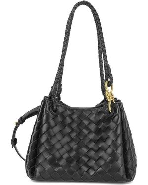 Tiffany & Fred Paris Hand-Woven Leather Shoulder Bag - Black