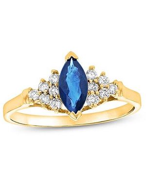 LEVARON 14K 0.69 Ct. Tw. Diamond & Sapphire Cocktail Ring - Blue