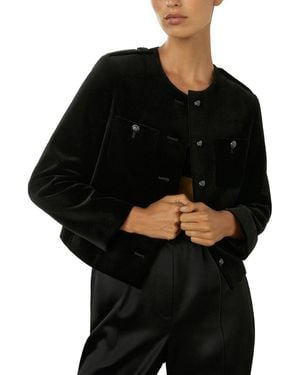 Reiss Viola Velvet Cropped Jacket - Black