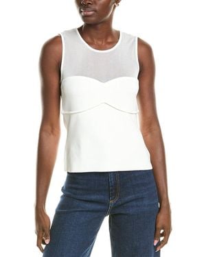 BCBGMAXAZRIA Sheer Yoke Top - White