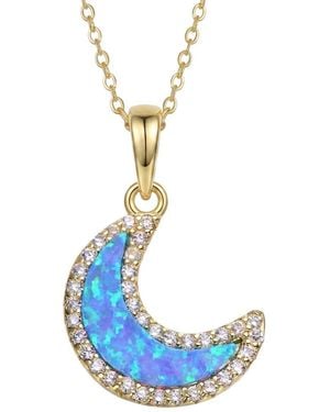 Rachel Glauber 14K Plated Cz Pendant Necklace - Blue