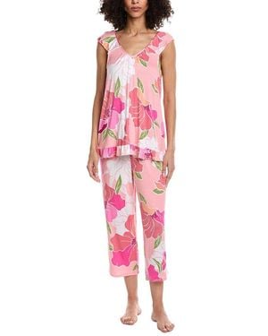 Ellen Tracy 2Pc Cropped Pyjama Set - Pink