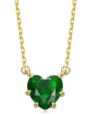 Rachel Glauber 14K Plated Cz Solitaire Necklace - Green