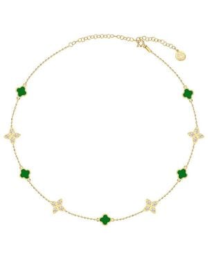 Gabi Rielle 14K Over Cz Fleur Station Necklace - Natural