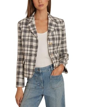 Reiss Carly Check Cropped Jacket - Grey