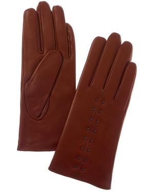 Sofiacashmere Sofiacashmere Cashmere-Lined Nappa Leather Gloves - Brown