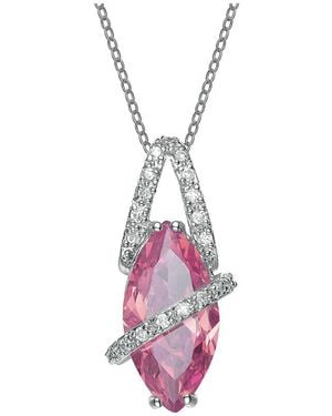 Genevive Jewelry Silver Cz Pendant - Pink
