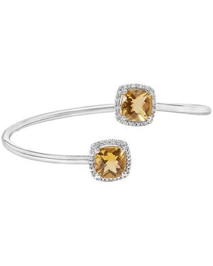 Haus of Brilliance Colourful Gemstones 0.10 Ct. Tw. Diamond & Citrine Bangle Bracelet - White