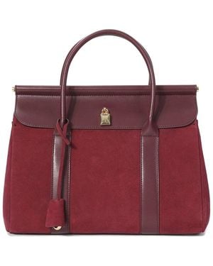 Tiffany & Fred Paris Suede & Leather Top Handle Satchel - Red