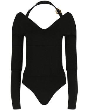 Ferragamo V-Neck Bodysuit - Black